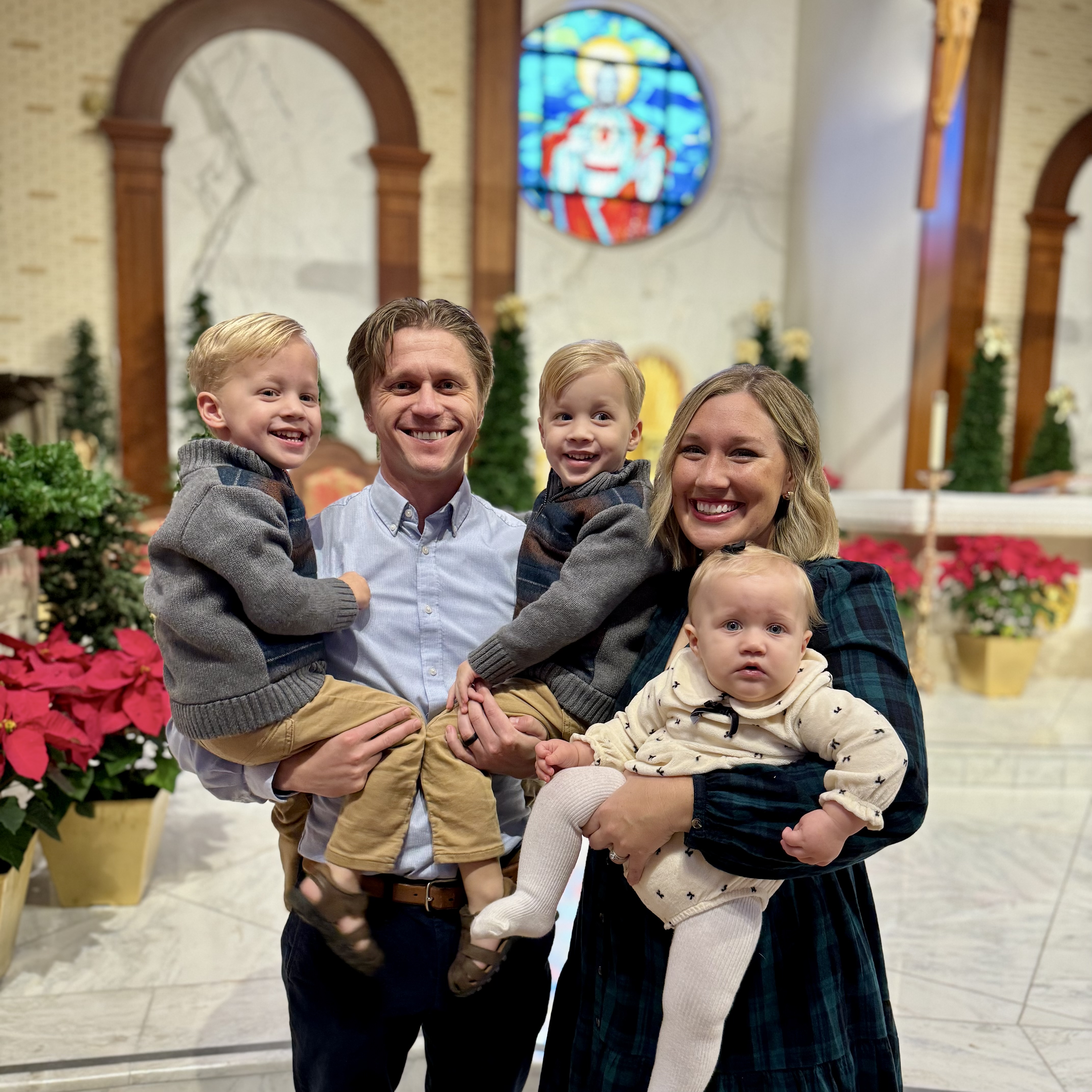 Kevin Wessa and Christine Simpson Wessa after the Christmas Vigil Mass at Sacred Heart Cathedral in Pensacola, FL